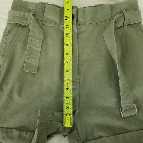 Blu Pepper Shorts Womens Large Green High Rise Mom Belted Cuffed Hem - Picture 4 of 14